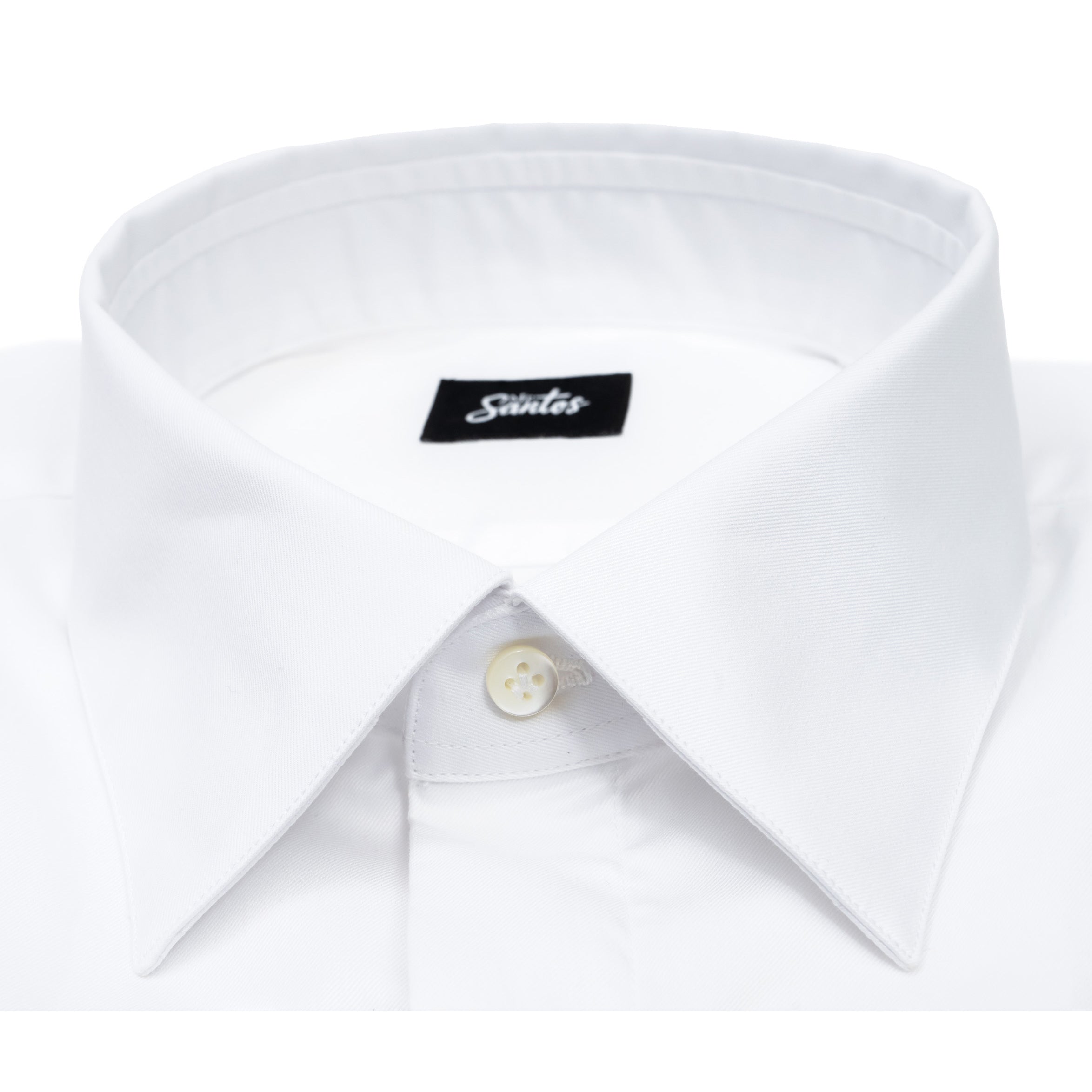 WHITE FINE TWILL DOUBLE CUFF DRESS SHIRT