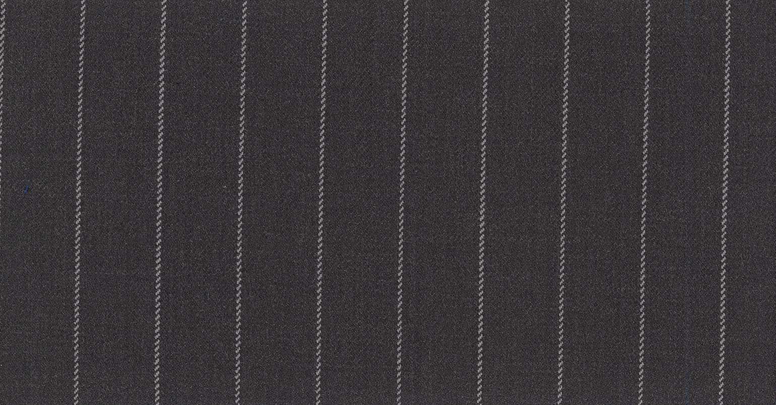 Stoffbibliothek: Mittelgrauer Grey medium stripe savile row classics suiting-Stoff von SCABAL – Maßanfertigung in Berlin