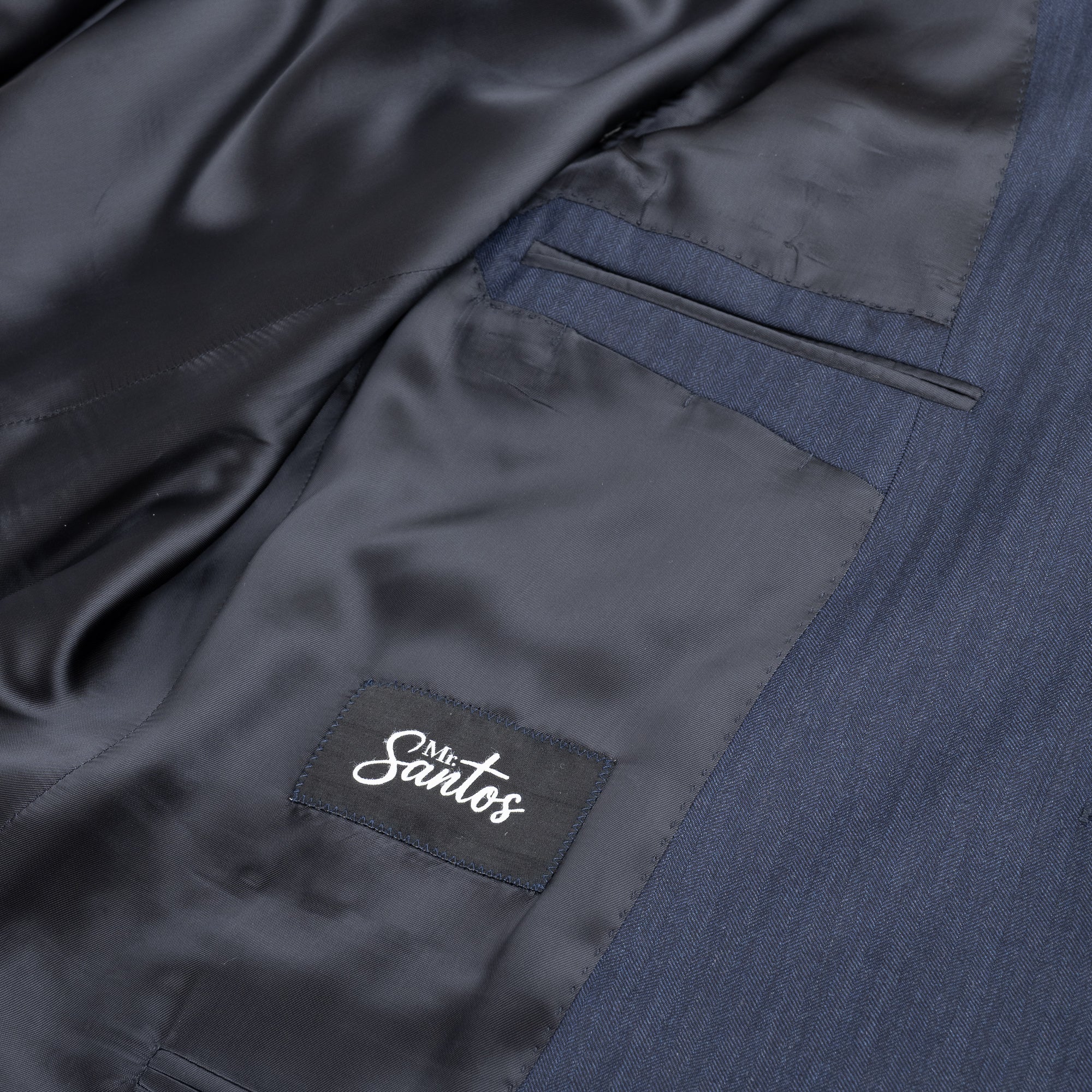 THREE PIECE NAVY HERRINGBONE SUIT
