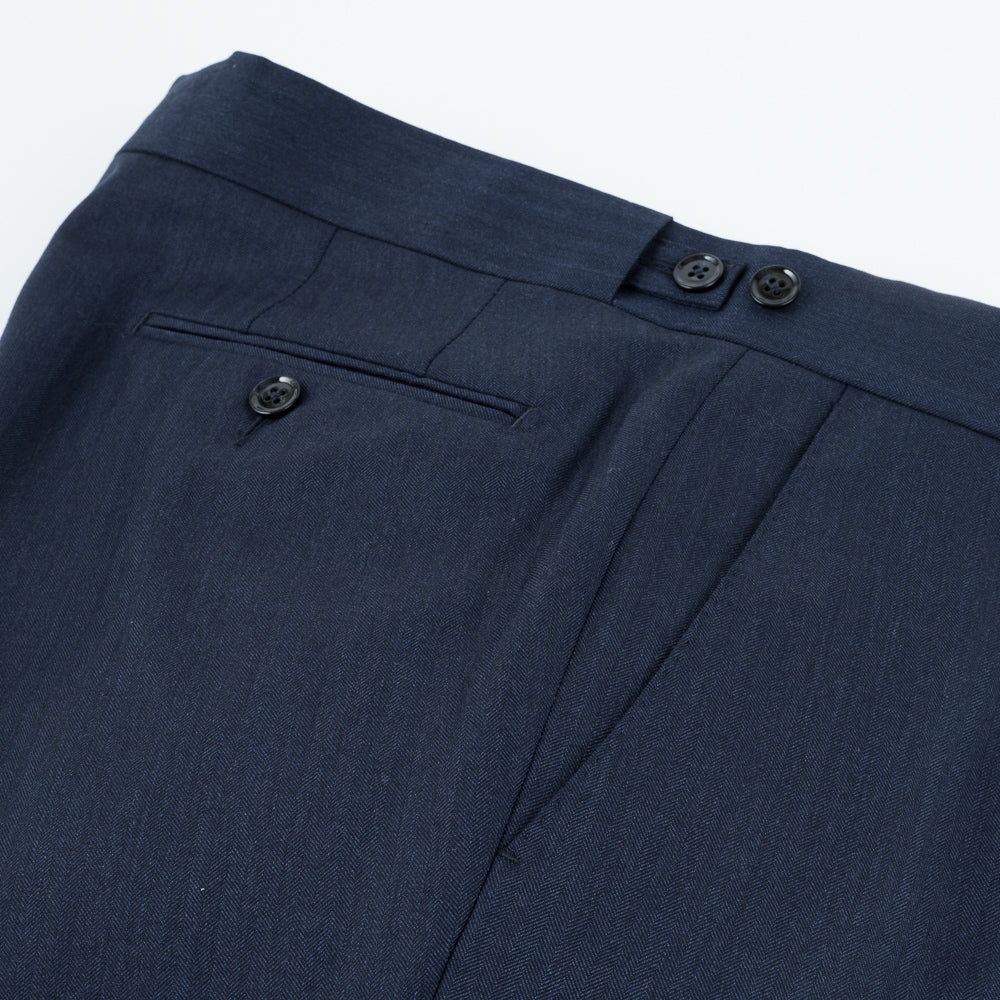 THREE PIECE NAVY HERRINGBONE SUIT