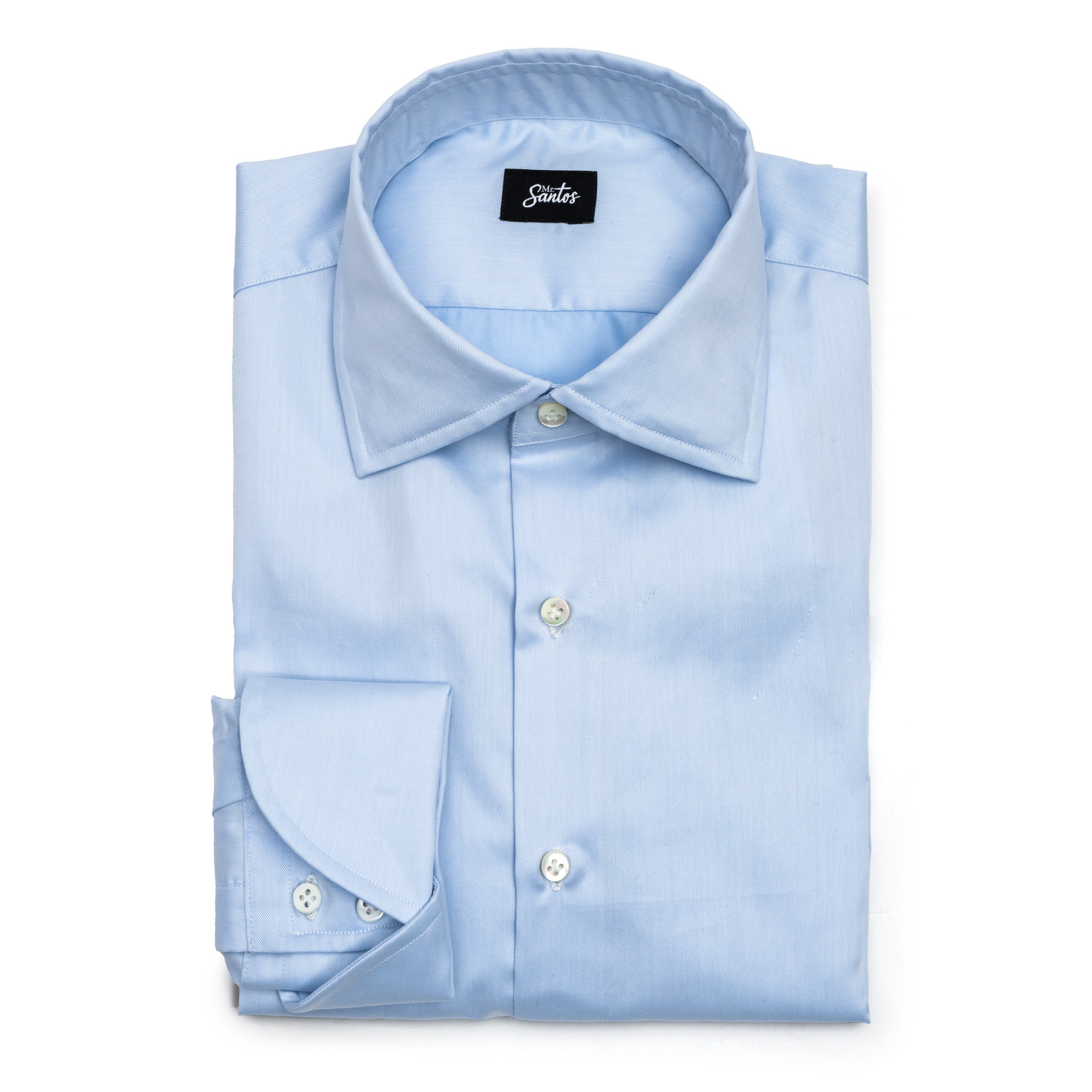 BLUE FINE TWILL COCKTAIL CUFF SHIRT WITH POCKET SQUARE