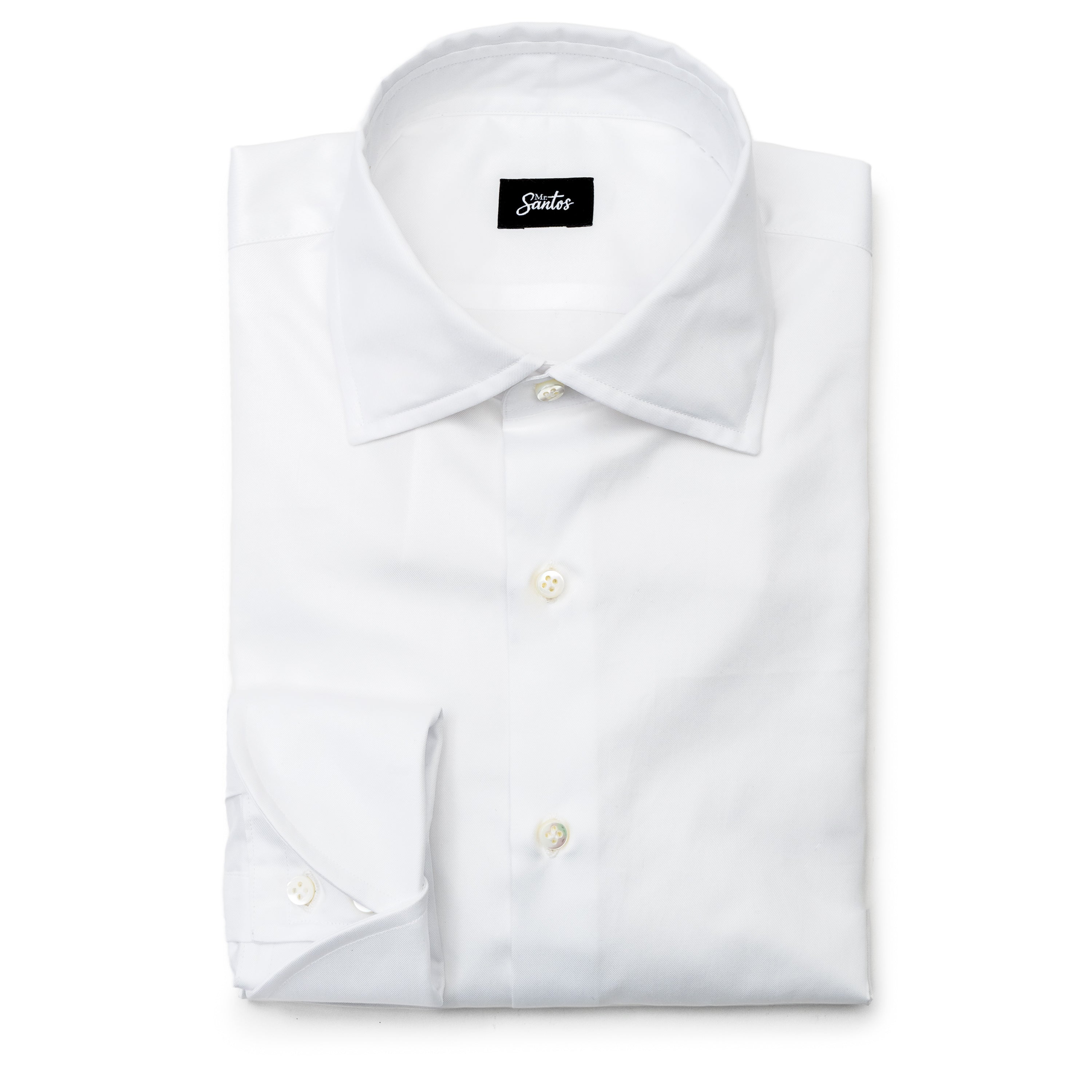 WHITE FINE TWILL COCKTAIL CUFF SHIRT