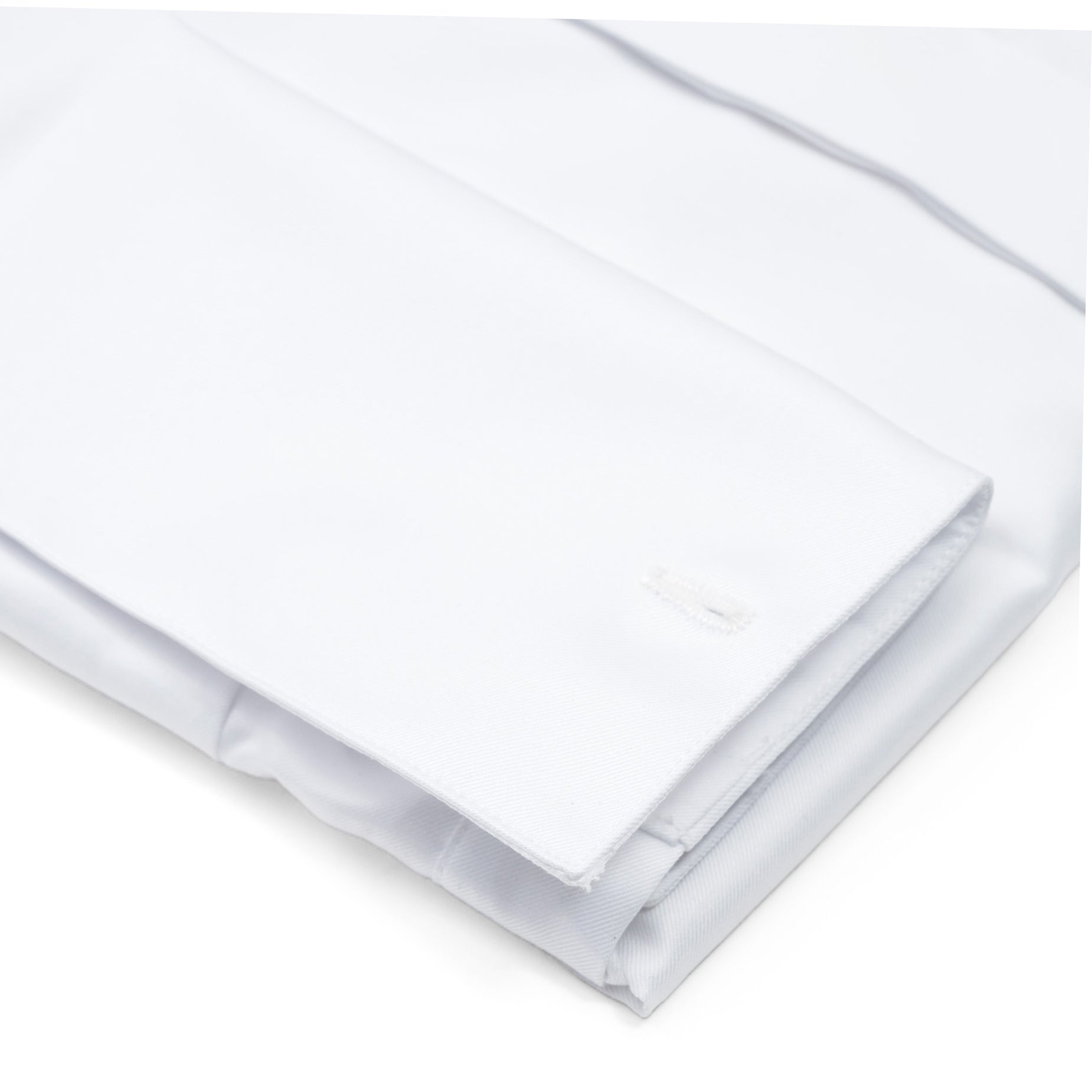 WHITE FINE TWILL DOUBLE CUFF DRESS SHIRT