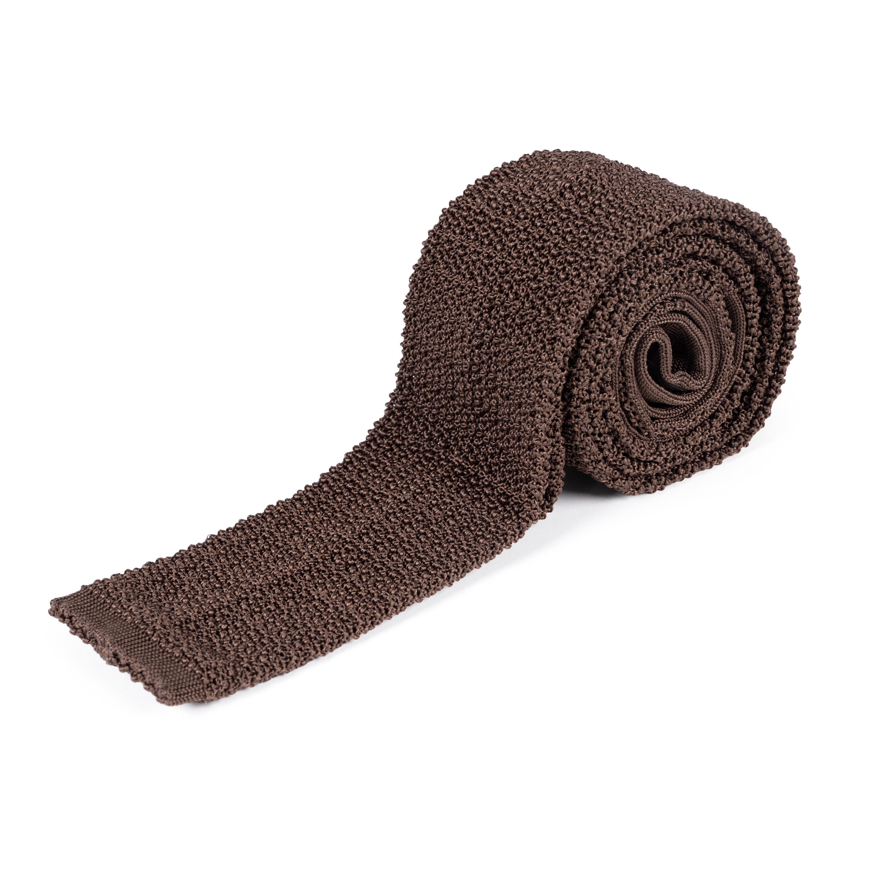 MID BROWN KNITTED NECKTIE