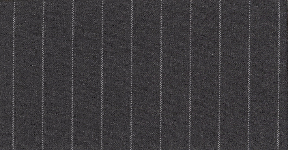 Stoffbibliothek: Mittelgrauer Grey medium stripe savile row suiting-Stoff von SCABAL – Maßanfertigung in Berlin