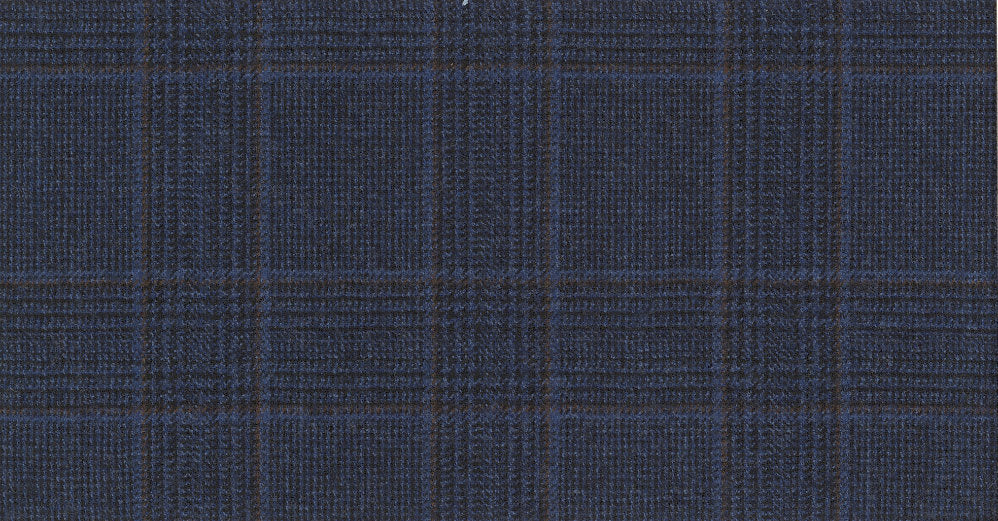 Stoffbibliothek: Blue dark check flannel & saxony suiting-Stoff von SCABAL – Maßanfertigung in Berlin
