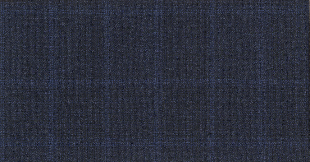 Stoffbibliothek: Blue dark glen check flannel & saxony suiting-Stoff von SCABAL – Maßanfertigung in Berlin