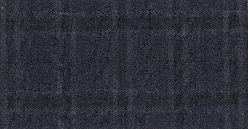 Stoffbibliothek: Blue dark check flannel & saxony suiting-Stoff von SCABAL – Maßanfertigung in Berlin