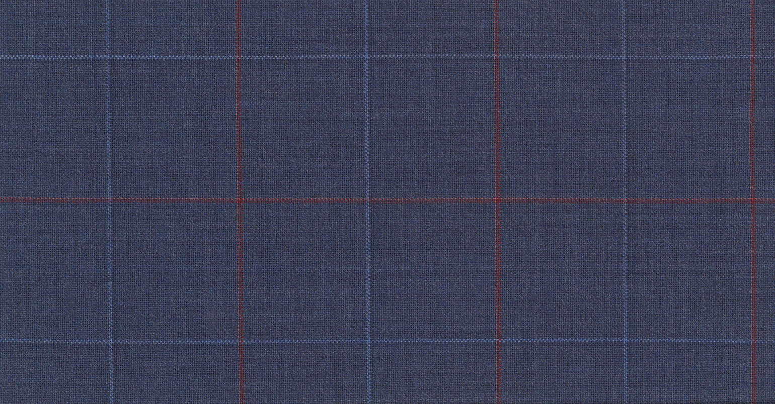 Stoffbibliothek: Mittelgrauer Blue medium check cosmopolitan suiting-Stoff von SCABAL – Maßanfertigung in Berlin
