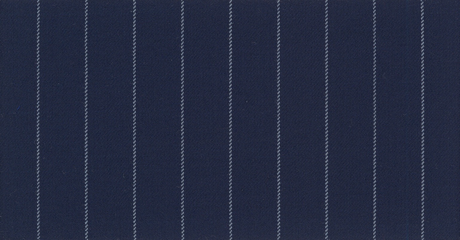 Stoffbibliothek: Mittelgrauer Blue medium stripe savile row classics suiting-Stoff von SCABAL – Maßanfertigung in Berlin