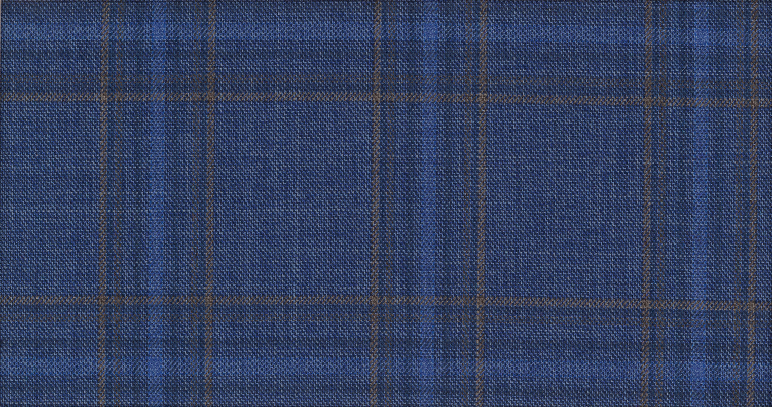 Stoffbibliothek: Mittelgrauer Blue medium check mosaic suiting-Stoff von SCABAL – Maßanfertigung in Berlin