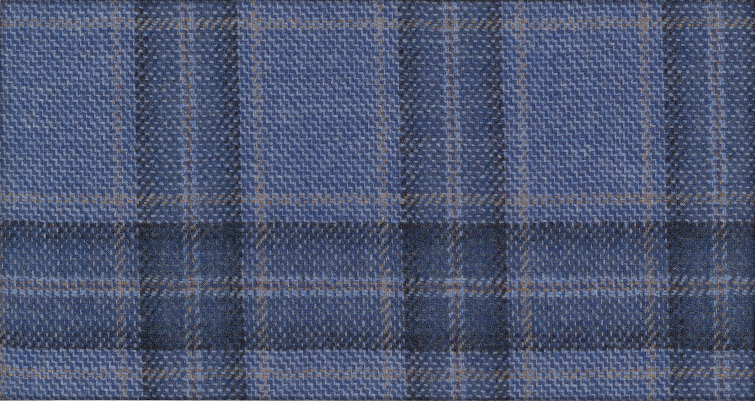 BLUE MEDIUM CHECK AUTUMN LEAVES SUITING
