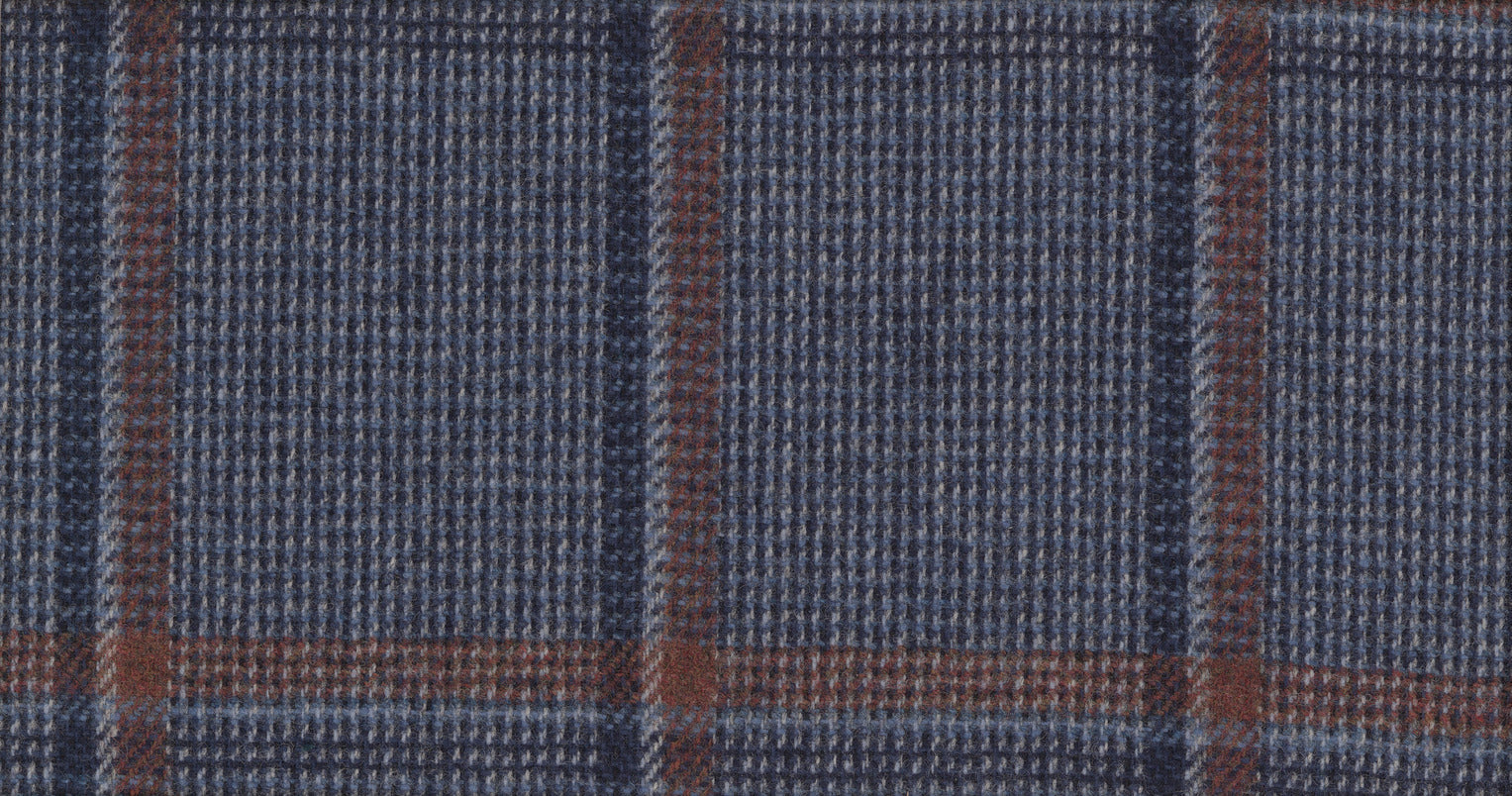 BLUE MEDIUM CHECK AUTUMN LEAVES SUITING