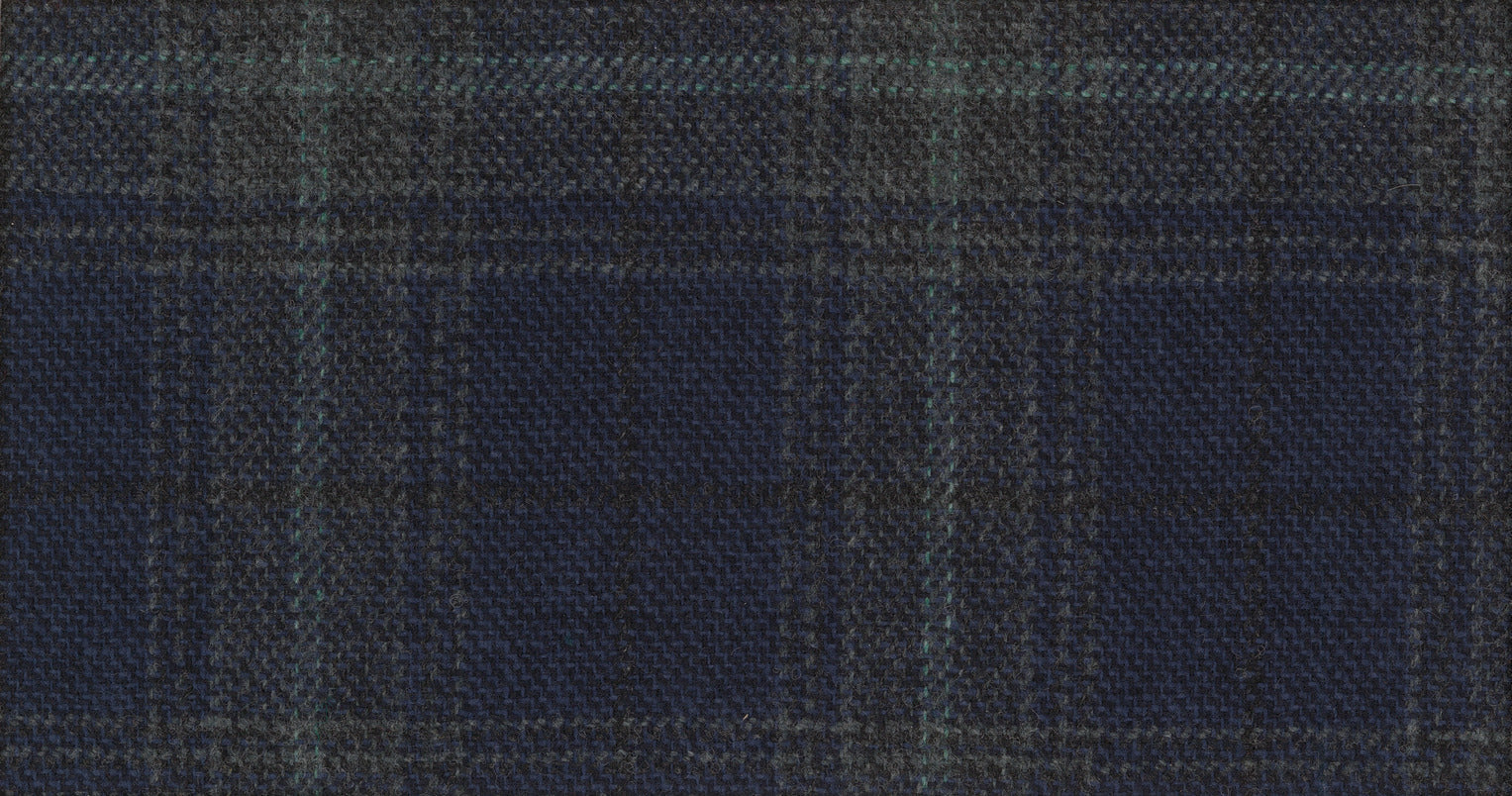 BLUE DARK CHECK AUTUMN LEAVES SUITING